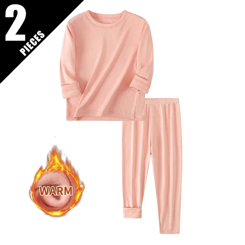 Cozy Thermal Sleepwear Set Round Neck For Kids Unisex Two Piece Autumn Winter - ToylandEU