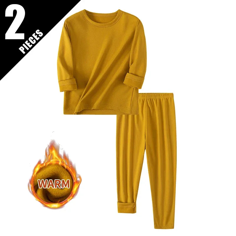 Cozy Thermal Sleepwear Set Round Neck For Kids Unisex Two Piece Autumn Winter - ToylandEU