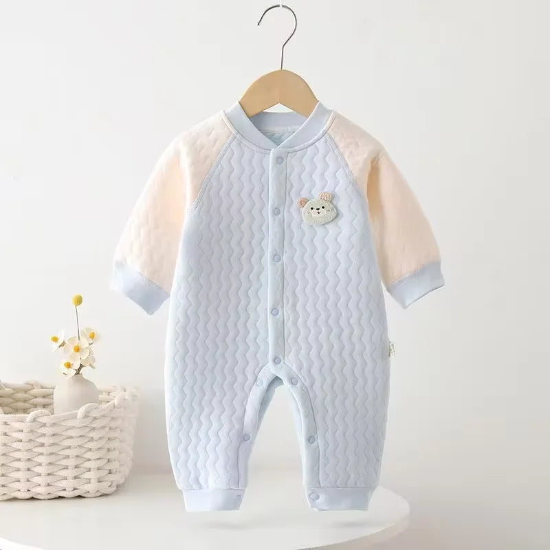 Cozy Unisex Baby Bodysuit Romper Long Sleeve Knit Climbing Suit With Cartoon Print For Toddlers - ToylandEU