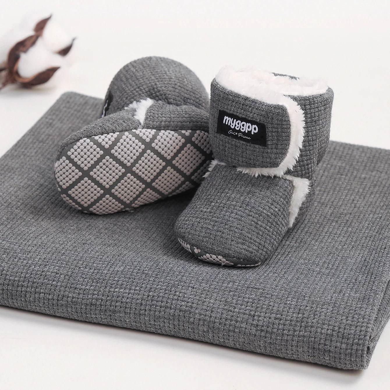 Cozy Warm Baby Booties Fleece Lined Winter Mid Calf Booties With Hook And Loop Closure For Newborns And First Walkers - ToylandEU