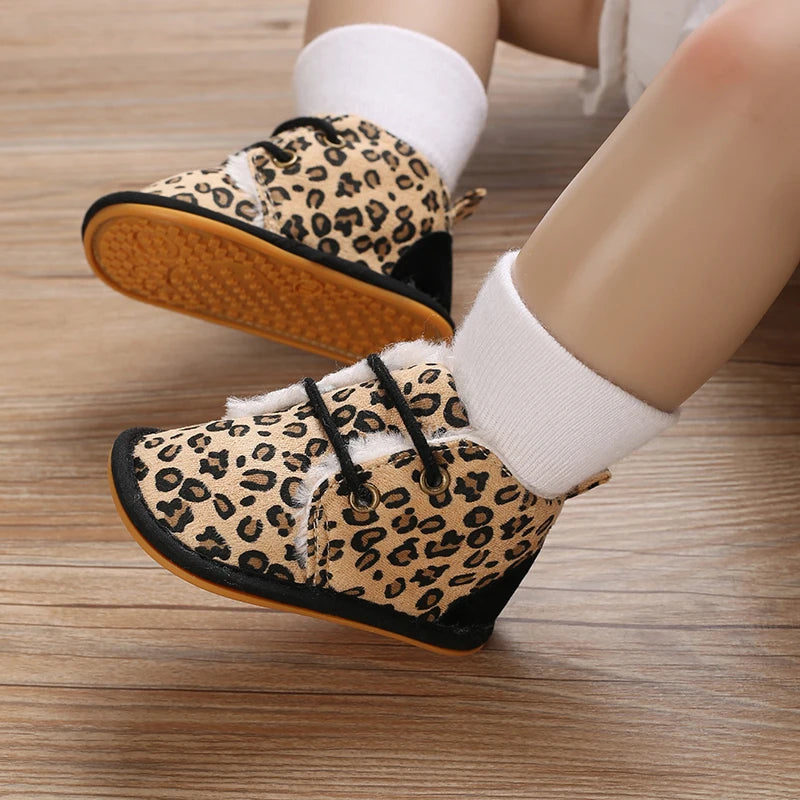 Cozy Winter Baby Boots Lace Up Design Anti Slip Sole For Boys And Girls 0 To 18 Months - ToylandEU