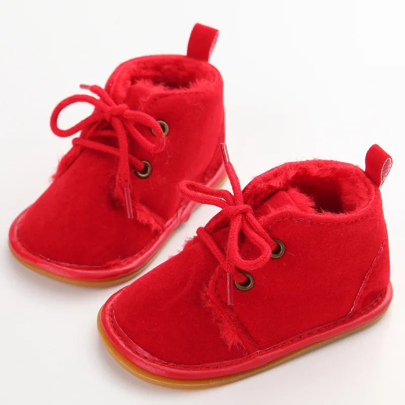 Cozy Winter Baby Boots Lace Up Design Anti Slip Sole For Boys And Girls 0 To 18 Months - ToylandEU