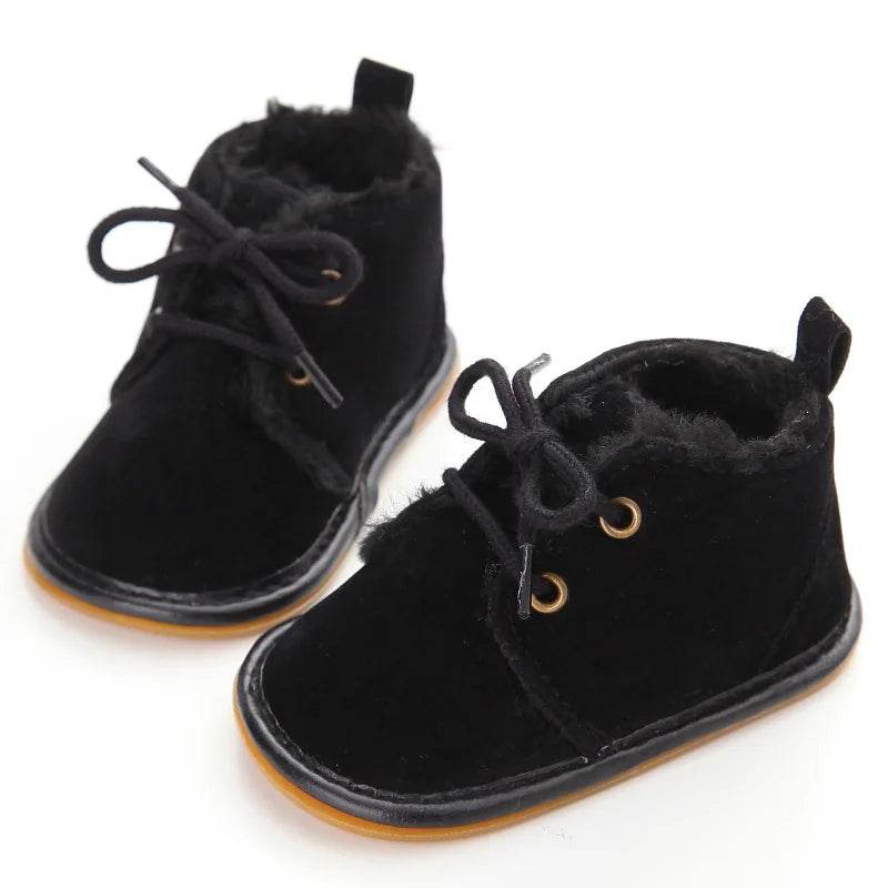 Cozy Winter Baby Boots Lace Up Design Anti Slip Sole For Boys And Girls 0 To 18 Months - ToylandEU