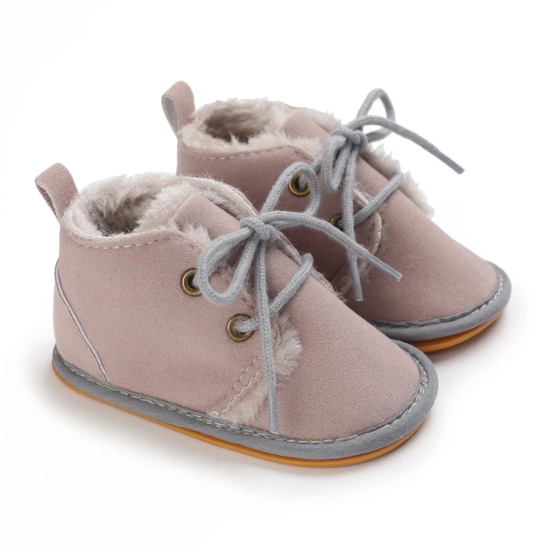 Cozy Winter Baby Boots Lace Up Design Anti Slip Sole For Boys And Girls 0 To 18 Months - ToylandEU