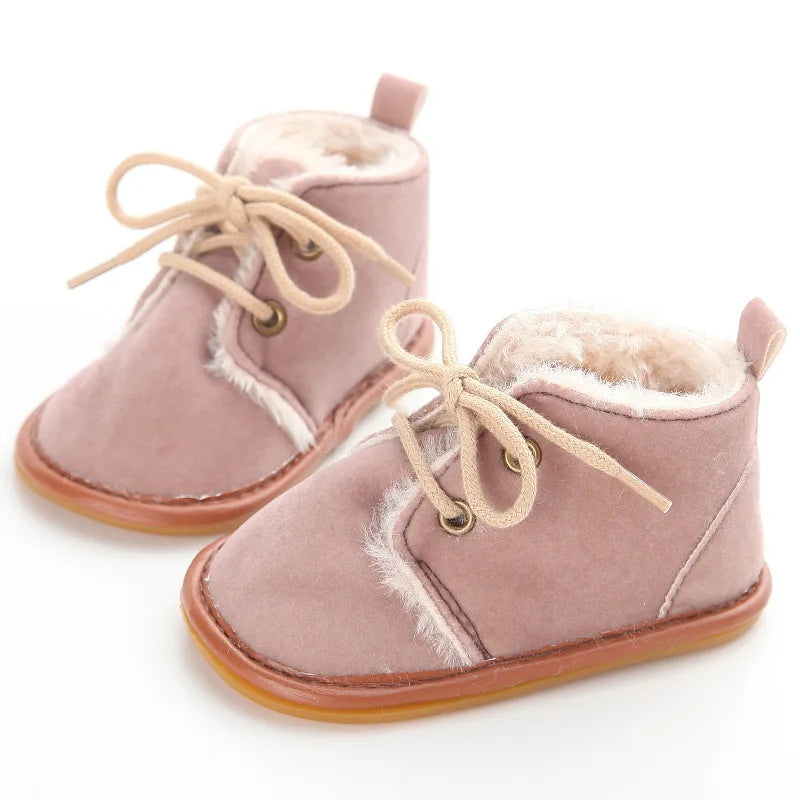 Cozy Winter Baby Boots Lace Up Design Anti Slip Sole For Boys And Girls 0 To 18 Months - ToylandEU