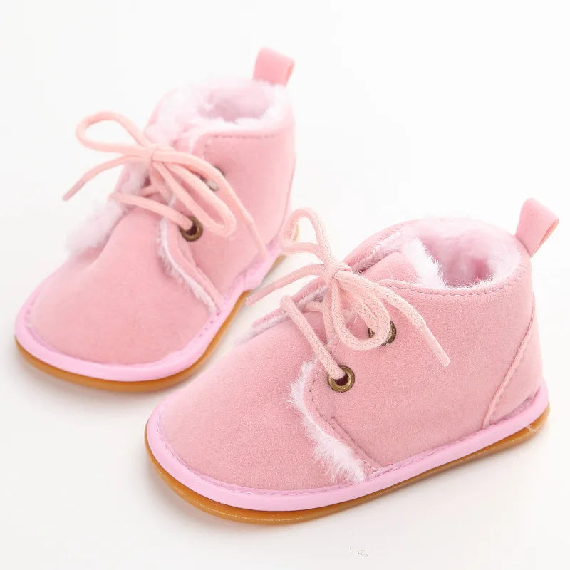 Cozy Winter Baby Boots Lace Up Design Anti Slip Sole For Boys And Girls 0 To 18 Months - ToylandEU