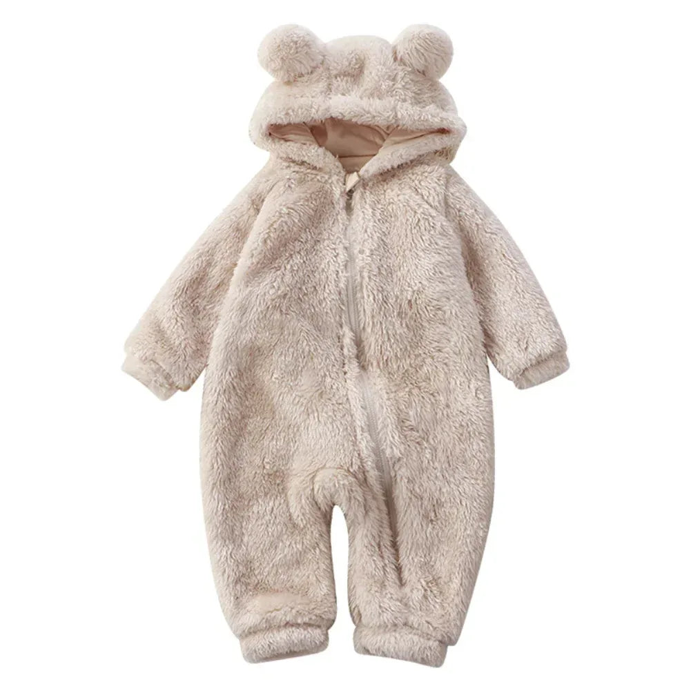 Cozy Winter Baby Rompers With Cartoon Bear Hood And Zipper 0 To 24 Months - ToylandEU