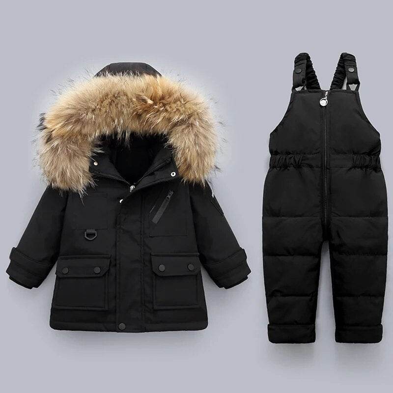 Cozy Winter Down Jacket & Ski Suit Set for Babies with Fur Collar - ToylandEU