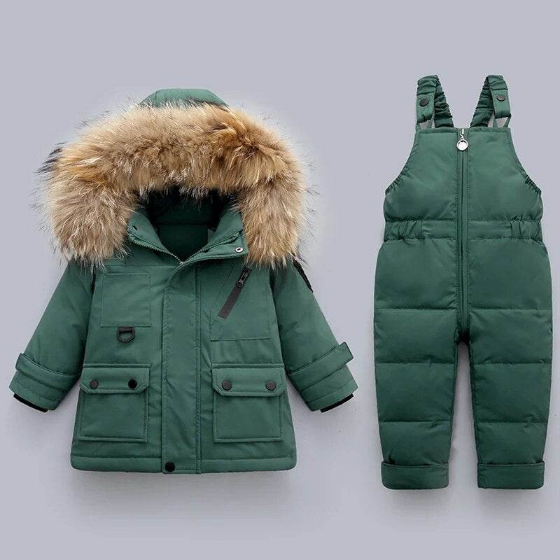 Cozy Winter Down Jacket & Ski Suit Set for Babies with Fur Collar - ToylandEU