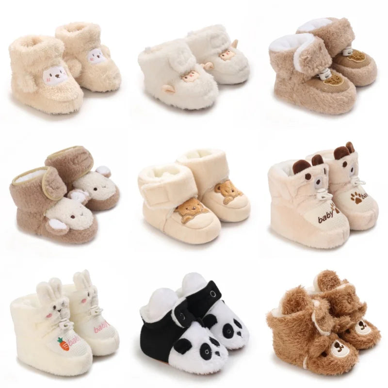 Cozy Winter Padded Cotton Baby Shoes With Cartoon Teddy Bear For 0 To 12 Months Unisex - ToylandEU