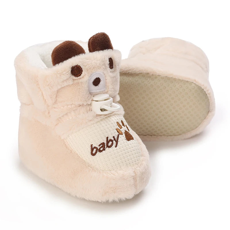 Cozy Winter Padded Cotton Baby Shoes With Cartoon Teddy Bear For 0 To 12 Months Unisex - ToylandEU