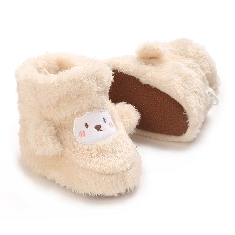 Cozy Winter Padded Cotton Baby Shoes With Cartoon Teddy Bear For 0 To 12 Months Unisex - ToylandEU