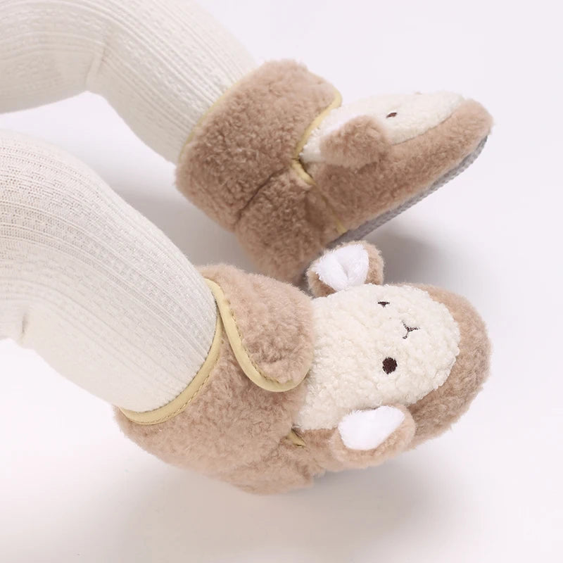 Cozy Winter Padded Cotton Baby Shoes With Cartoon Teddy Bear For 0 To 12 Months Unisex - ToylandEU