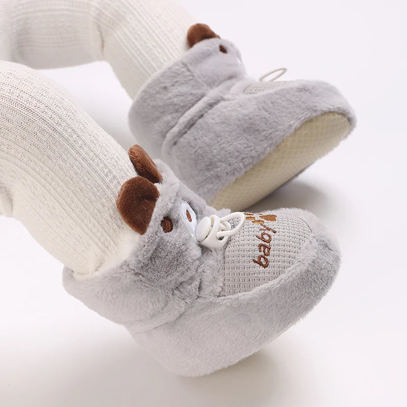 Cozy Winter Padded Cotton Baby Shoes With Cartoon Teddy Bear For 0 To 12 Months Unisex - ToylandEU