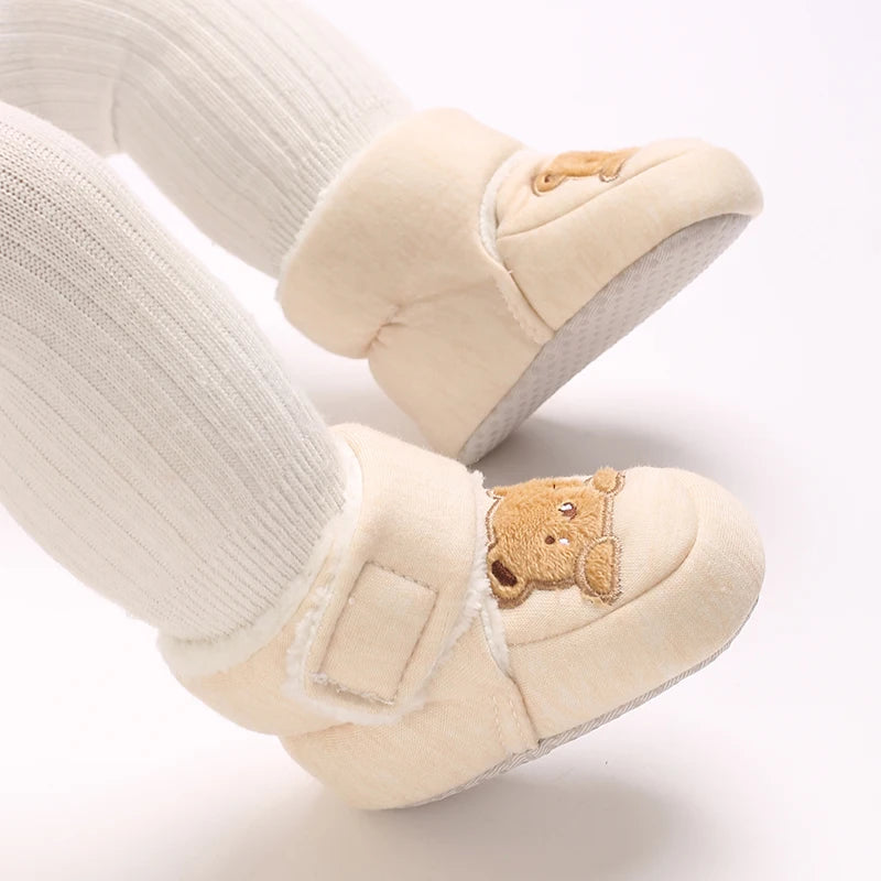 Cozy Winter Padded Cotton Baby Shoes With Cartoon Teddy Bear For 0 To 12 Months Unisex - ToylandEU