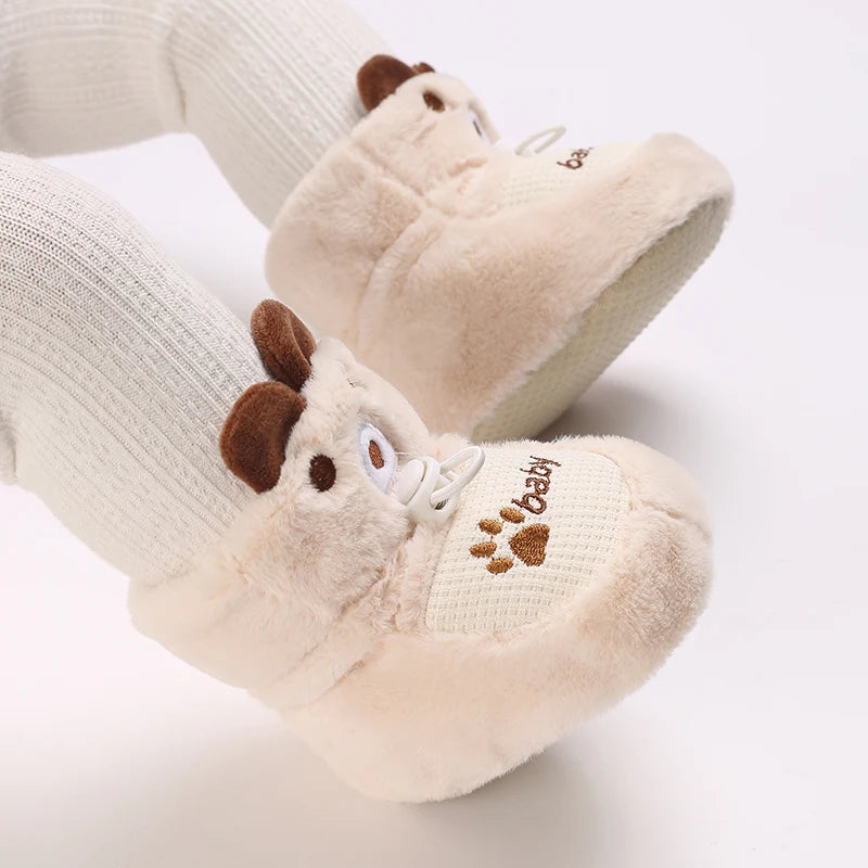 Cozy Winter Padded Cotton Baby Shoes With Cartoon Teddy Bear For 0 To 12 Months Unisex - ToylandEU