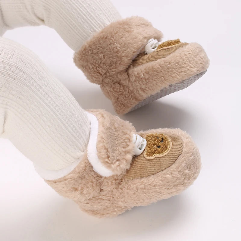 Cozy Winter Padded Cotton Baby Shoes With Cartoon Teddy Bear For 0 To 12 Months Unisex - ToylandEU