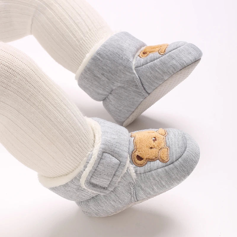 Cozy Winter Padded Cotton Baby Shoes With Cartoon Teddy Bear For 0 To 12 Months Unisex - ToylandEU
