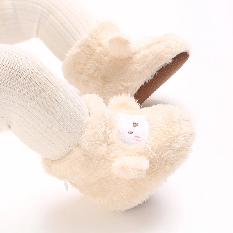 Cozy Winter Padded Cotton Baby Shoes With Cartoon Teddy Bear For 0 To 12 Months Unisex - ToylandEU