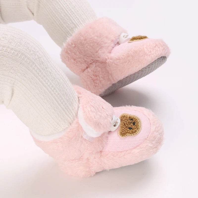 Cozy Winter Padded Cotton Baby Shoes With Cartoon Teddy Bear For 0 To 12 Months Unisex - ToylandEU
