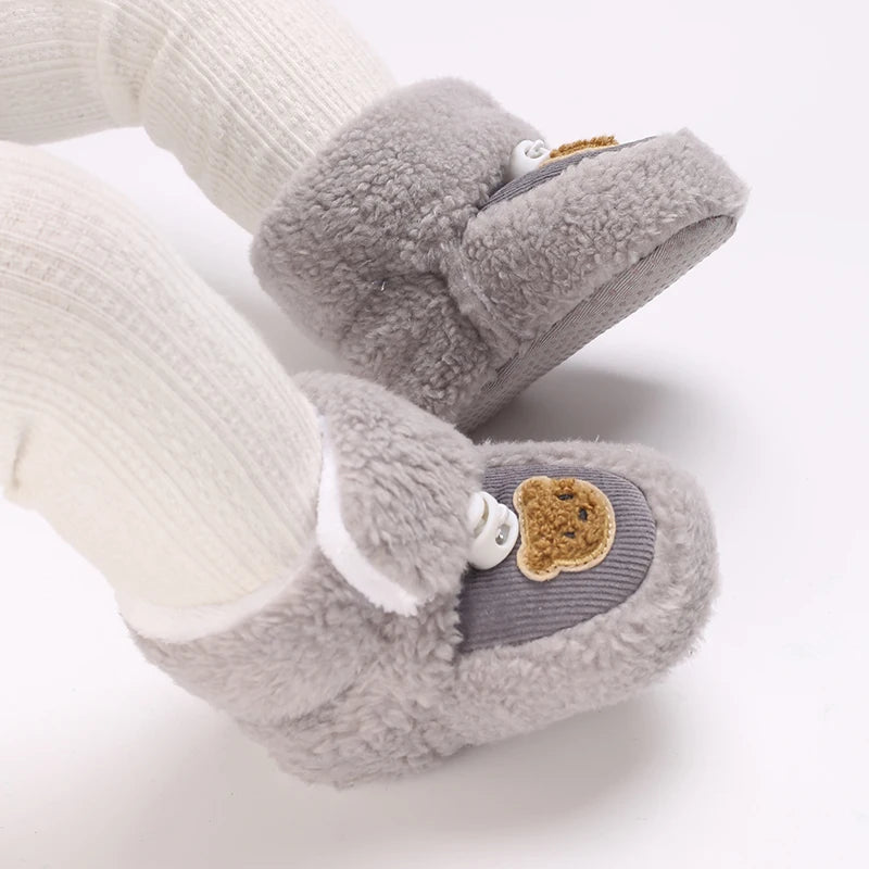 Cozy Winter Padded Cotton Baby Shoes With Cartoon Teddy Bear For 0 To 12 Months Unisex - ToylandEU