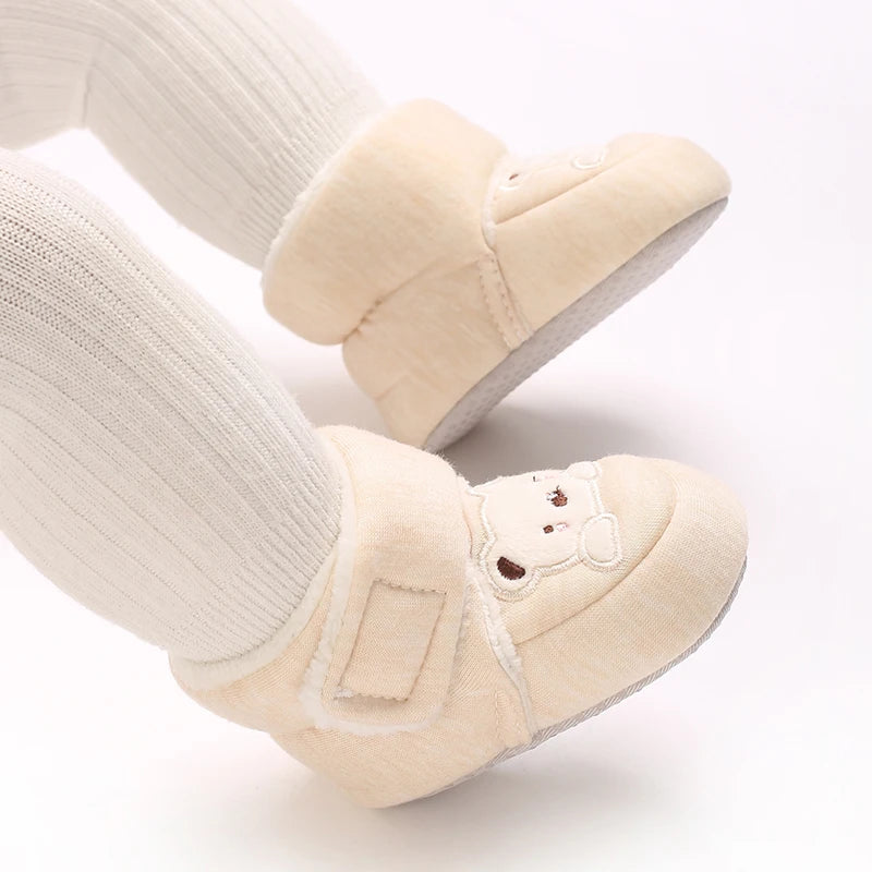 Cozy Winter Padded Cotton Baby Shoes With Cartoon Teddy Bear For 0 To 12 Months Unisex - ToylandEU