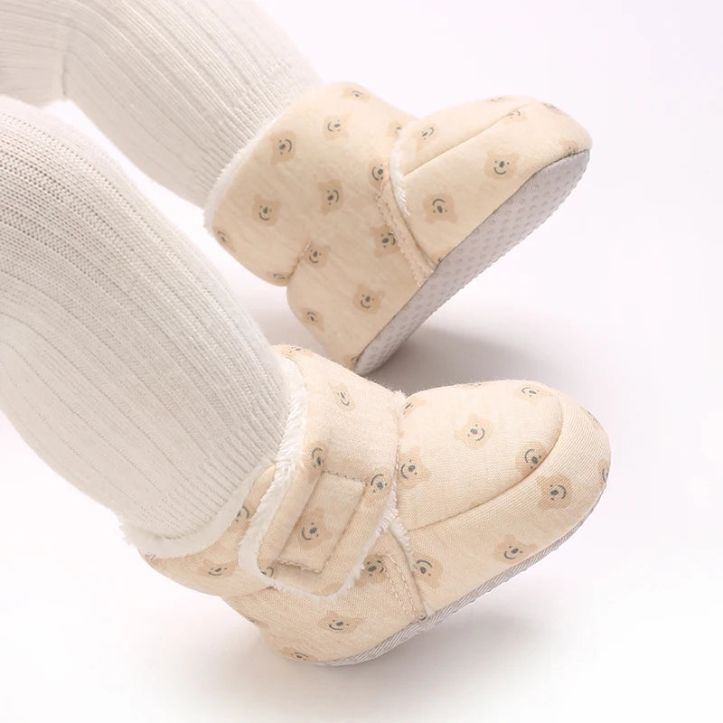 Cozy Winter Padded Cotton Baby Shoes With Cartoon Teddy Bear For 0 To 12 Months Unisex - ToylandEU