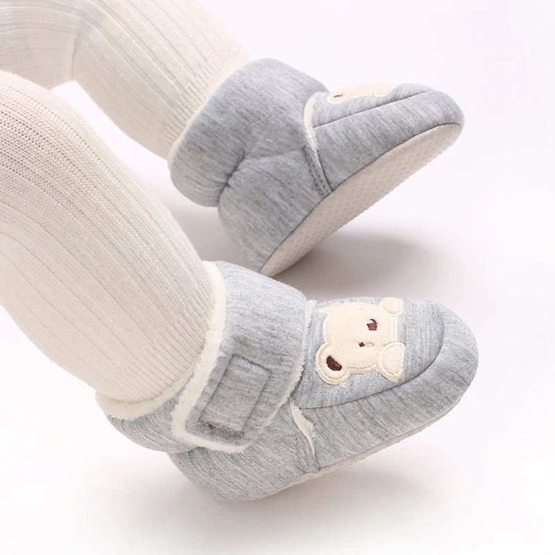 Cozy Winter Padded Cotton Baby Shoes With Cartoon Teddy Bear For 0 To 12 Months Unisex - ToylandEU