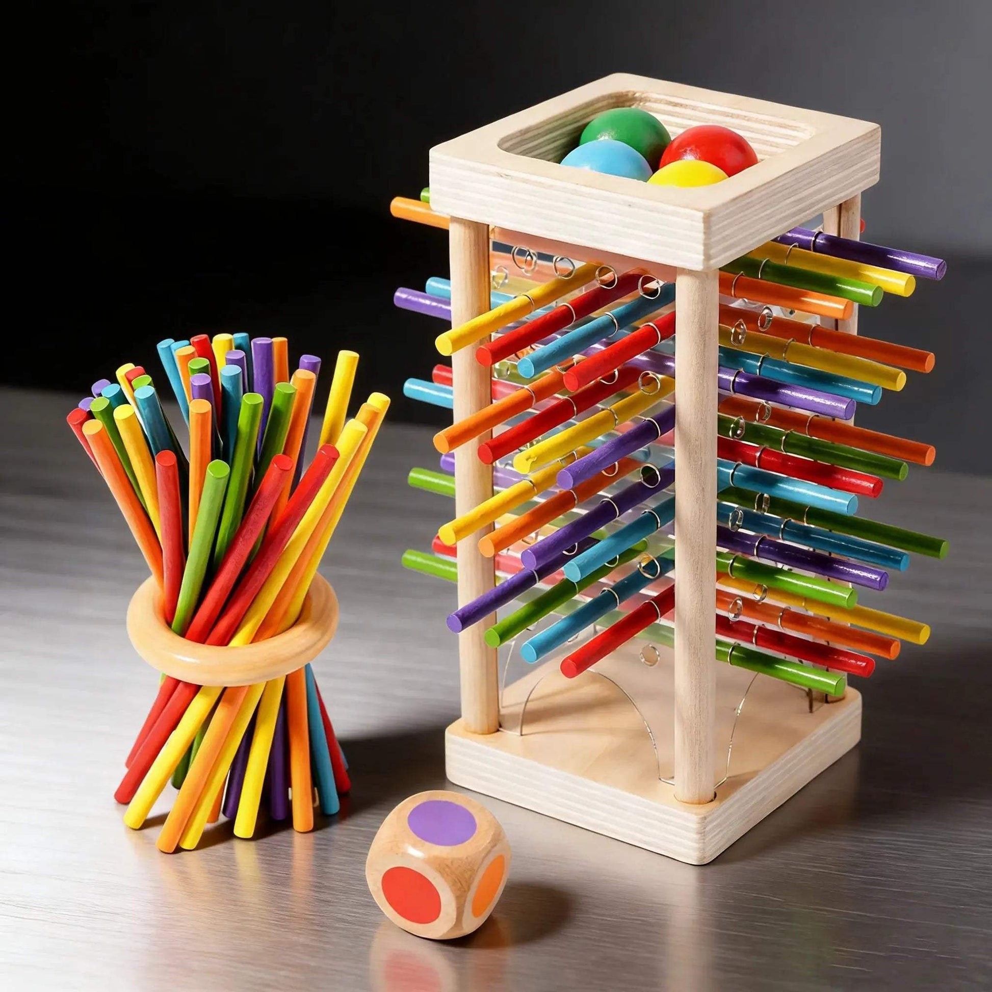 Crack Resistant Wooden Pulling Toy For Toddlers With Colorful Sticks - ToylandEU