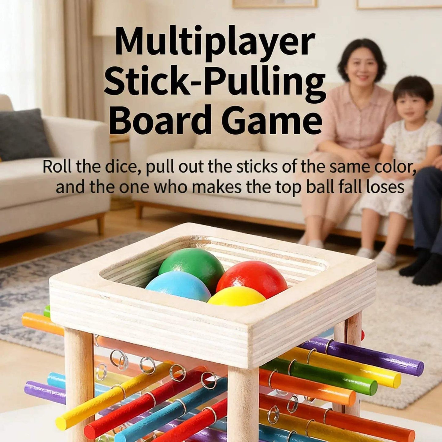 Crack Resistant Wooden Pulling Toy For Toddlers With Colorful Sticks - ToylandEU