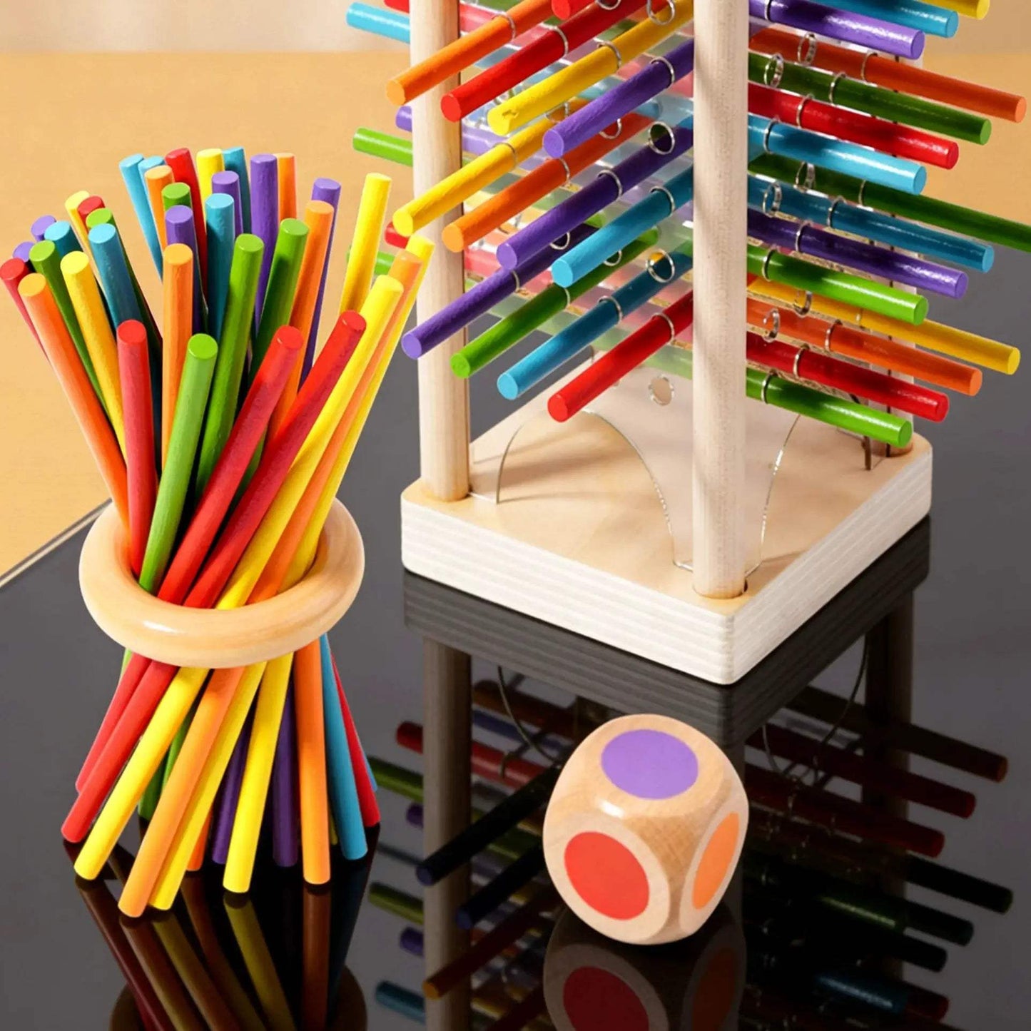 Crack Resistant Wooden Pulling Toy For Toddlers With Colorful Sticks - ToylandEU
