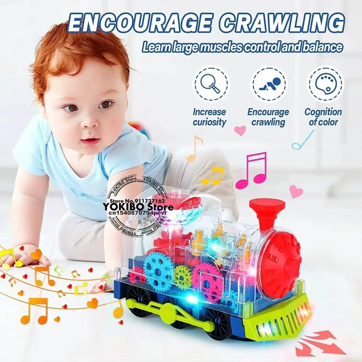  Crawling Train Toy Light And Sound For Toddlers Durable -  ToylandEU™