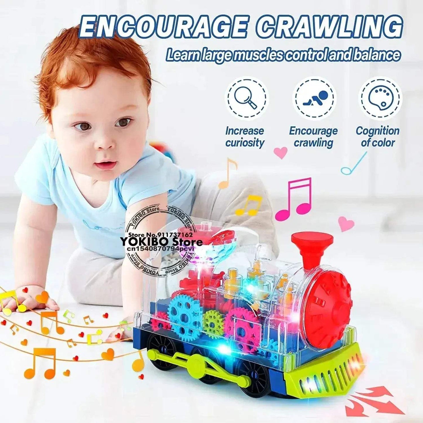 Crawling Train Toy With Light And Sound For Toddlers - ToylandEU