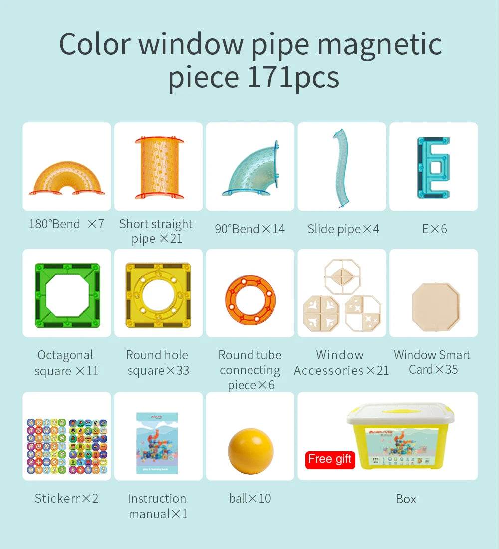 Creative 171PCS Magnetic Building Blocks with Marble Run Fun - ToylandEU