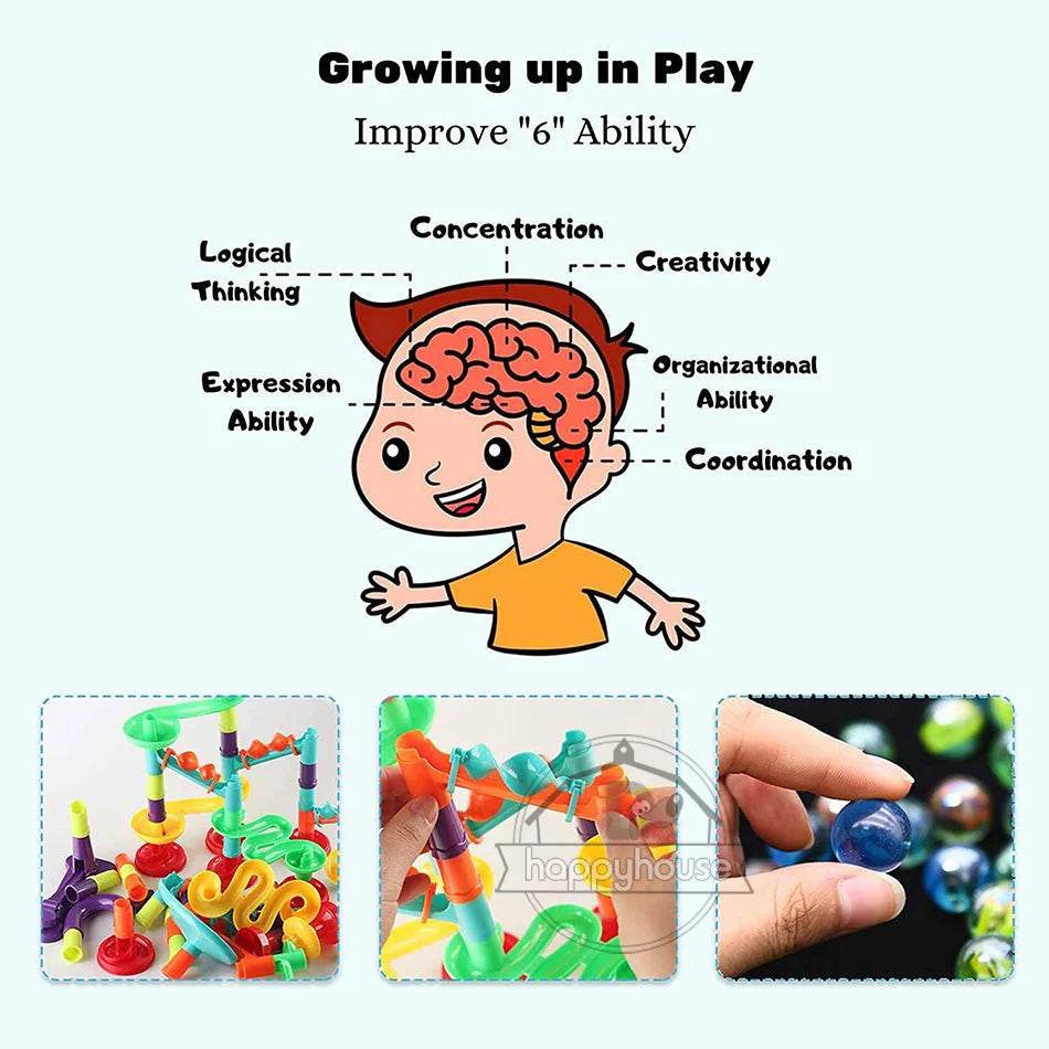 Creative 3D Marble Run Track Set with 105 Building Blocks & Marbles - ToylandEU