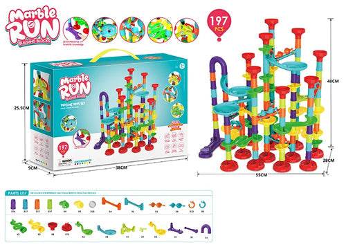 Creative 3D Marble Run Track Set with 105 Building Blocks & Marbles - ToylandEU