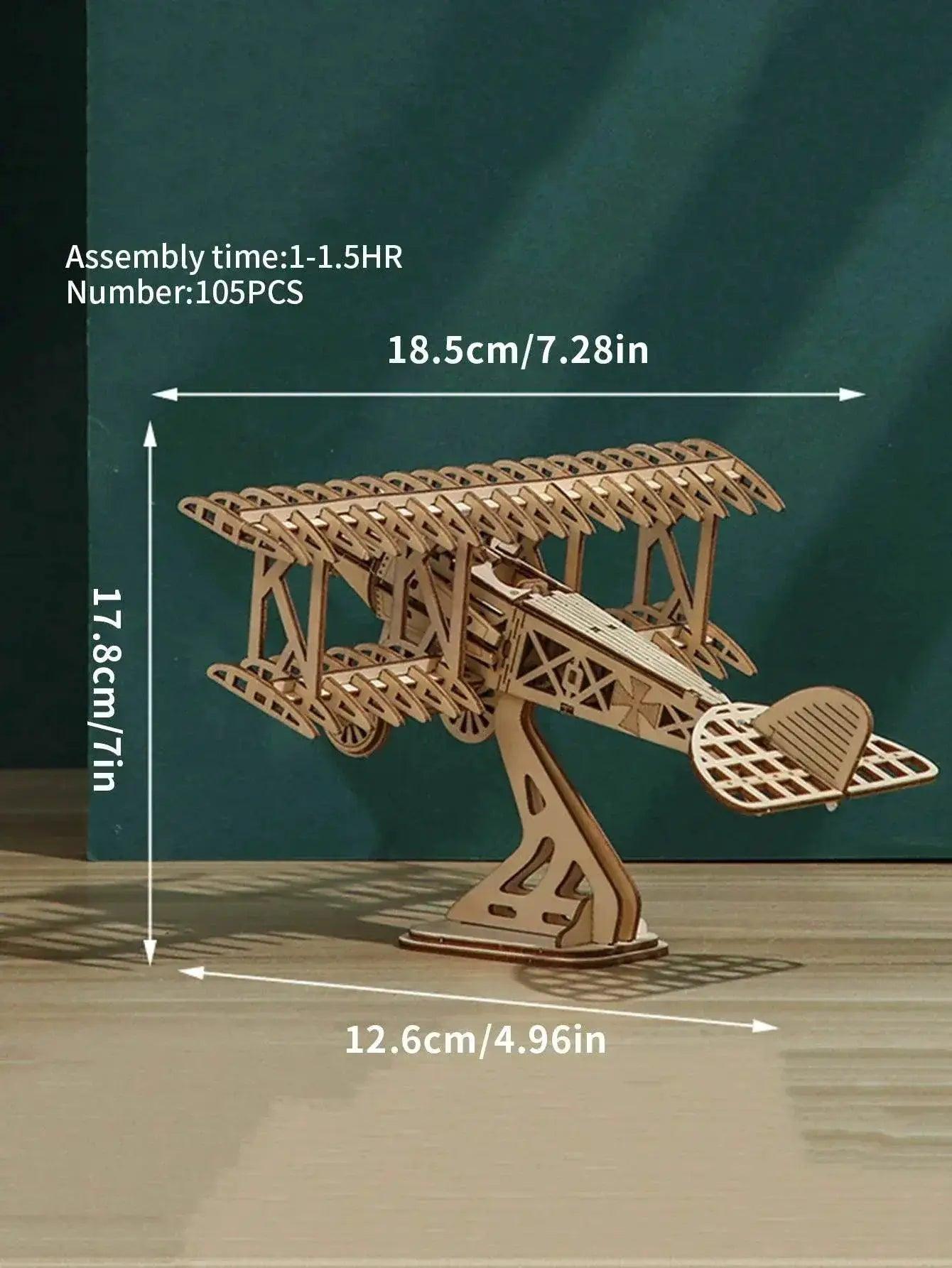  Creative 3D Wooden Puzzle Bi-Plane Model Kits - Toyland EU -  ToylandEU™
