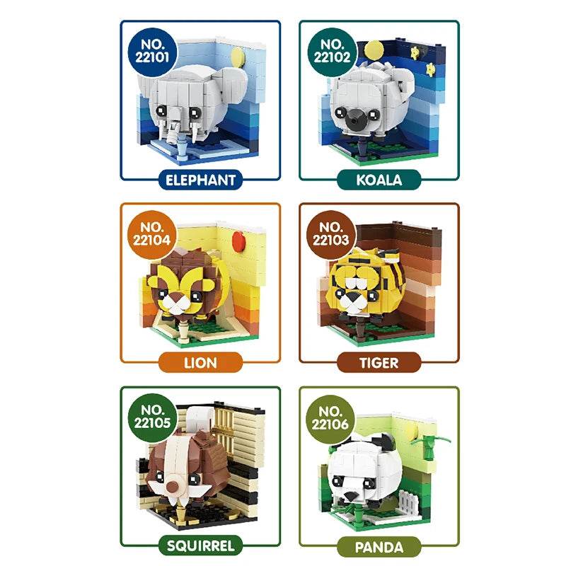Creative Animal Building Blocks Cute Panda Koala Tiger Rabbit Chicken Model Bricks - ToylandEU