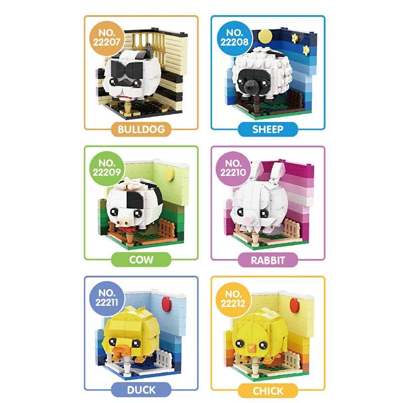 Creative Animal Building Blocks Cute Panda Koala Tiger Rabbit Chicken Model Bricks - ToylandEU