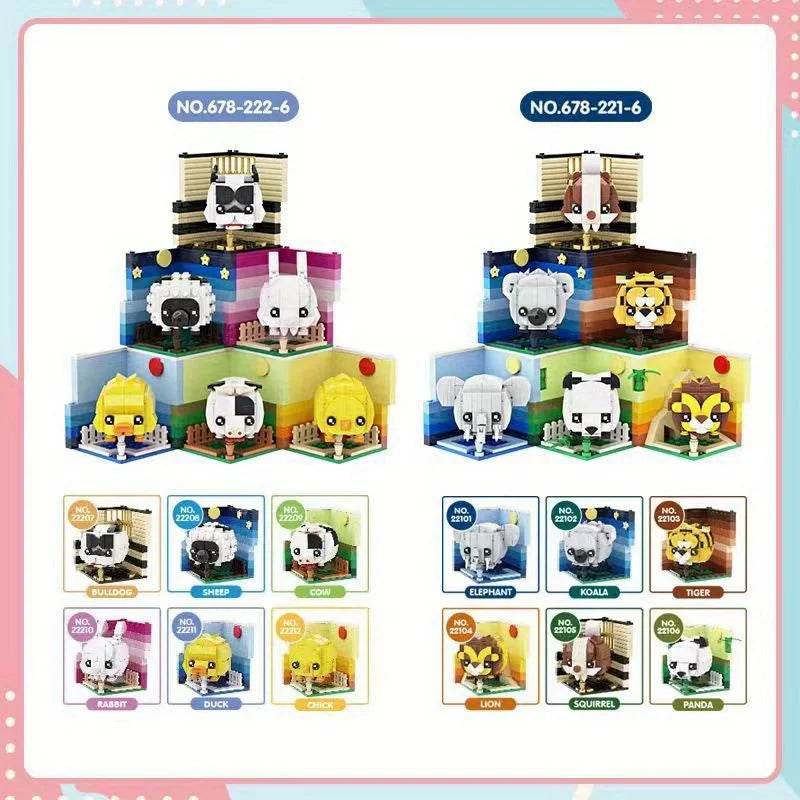 Creative Animal Building Blocks Cute Panda Koala Tiger Rabbit Chicken Model Bricks - ToylandEU