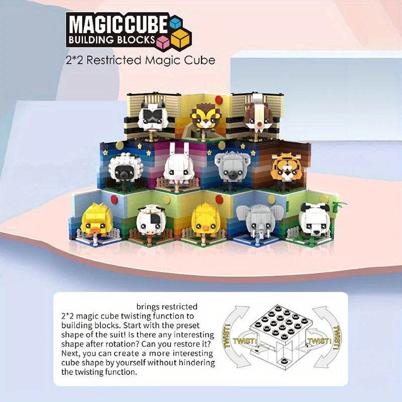 Creative Animal Building Blocks Cute Panda Koala Tiger Rabbit Chicken Model Bricks - ToylandEU