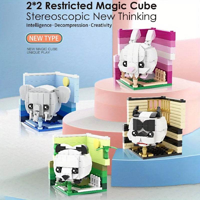 Creative Animal Building Blocks Cute Panda Koala Tiger Rabbit Chicken Model Bricks - ToylandEU