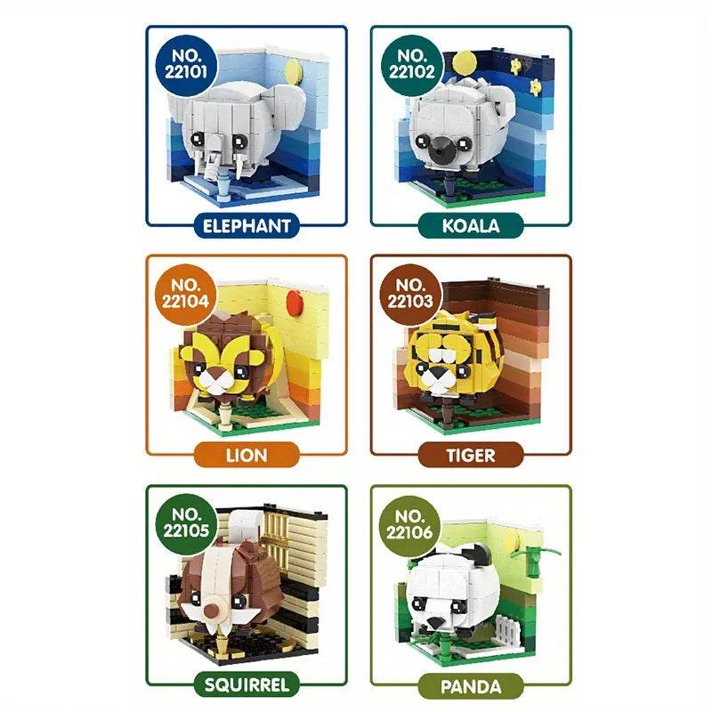 Creative Animal Building Blocks Cute Panda Koala Tiger Rabbit Chicken Model Bricks - ToylandEU