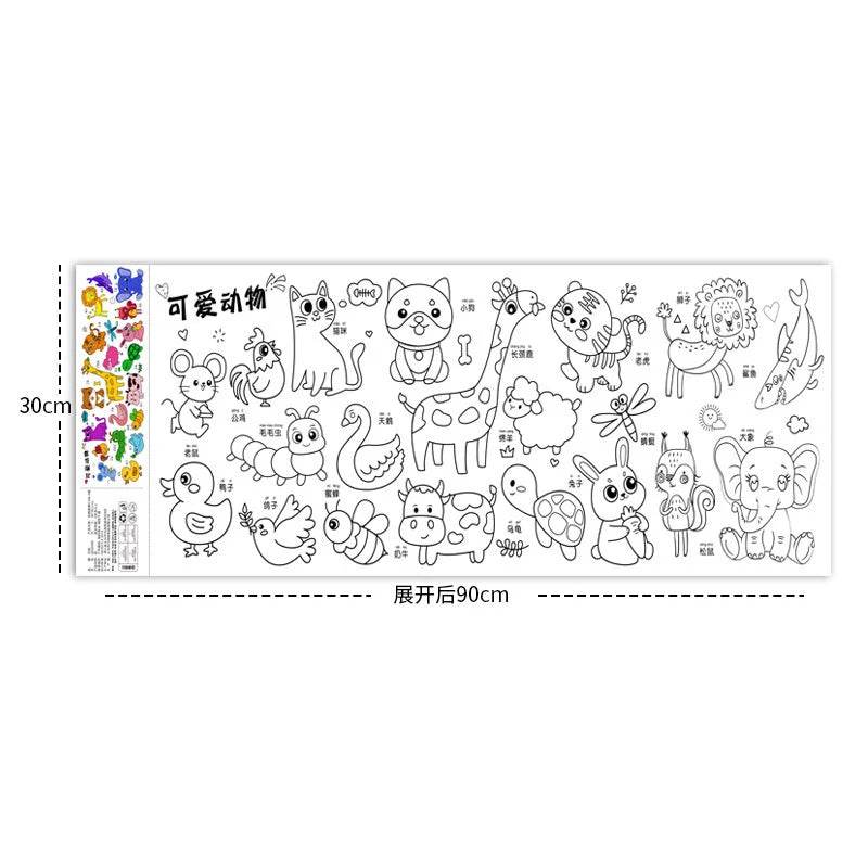 Creative Artistry Unleashed: Children's DIY Sticky Coloring Graffiti Paper Roll Toy - ToylandEU