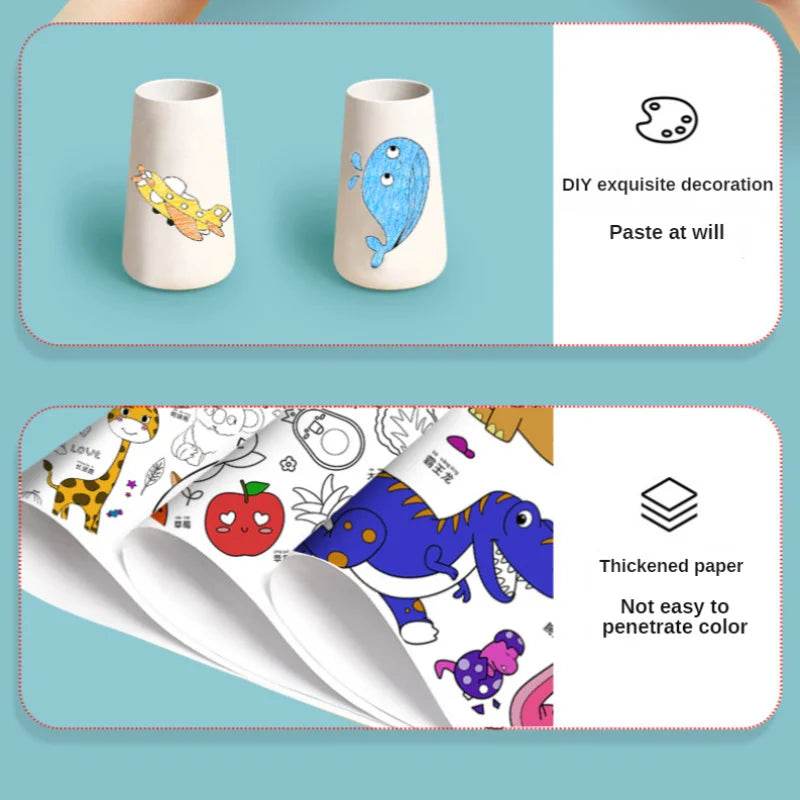 Creative Artistry Unleashed: Children's DIY Sticky Coloring Graffiti Paper Roll Toy - ToylandEU