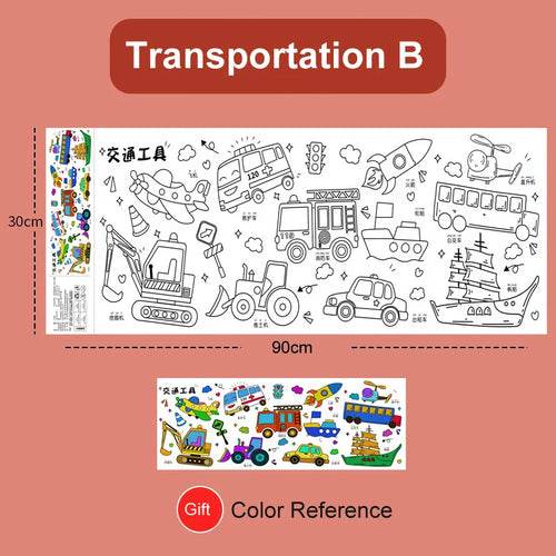 Creative Artistry Unleashed: Children's DIY Sticky Coloring Graffiti Paper Roll Toy - ToylandEU