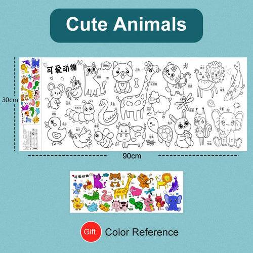 Creative Artistry Unleashed: Children's DIY Sticky Coloring Graffiti Paper Roll Toy - ToylandEU