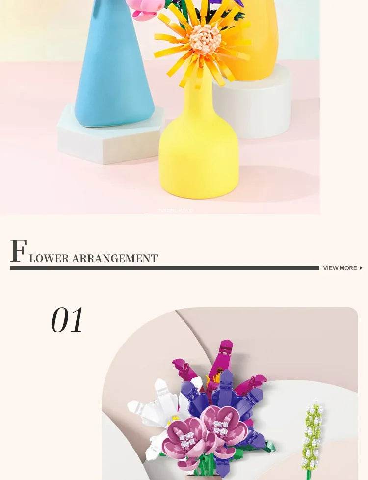 Creative Bouquet Plant Potted Michelia Flower Building Blocks - ToylandEU