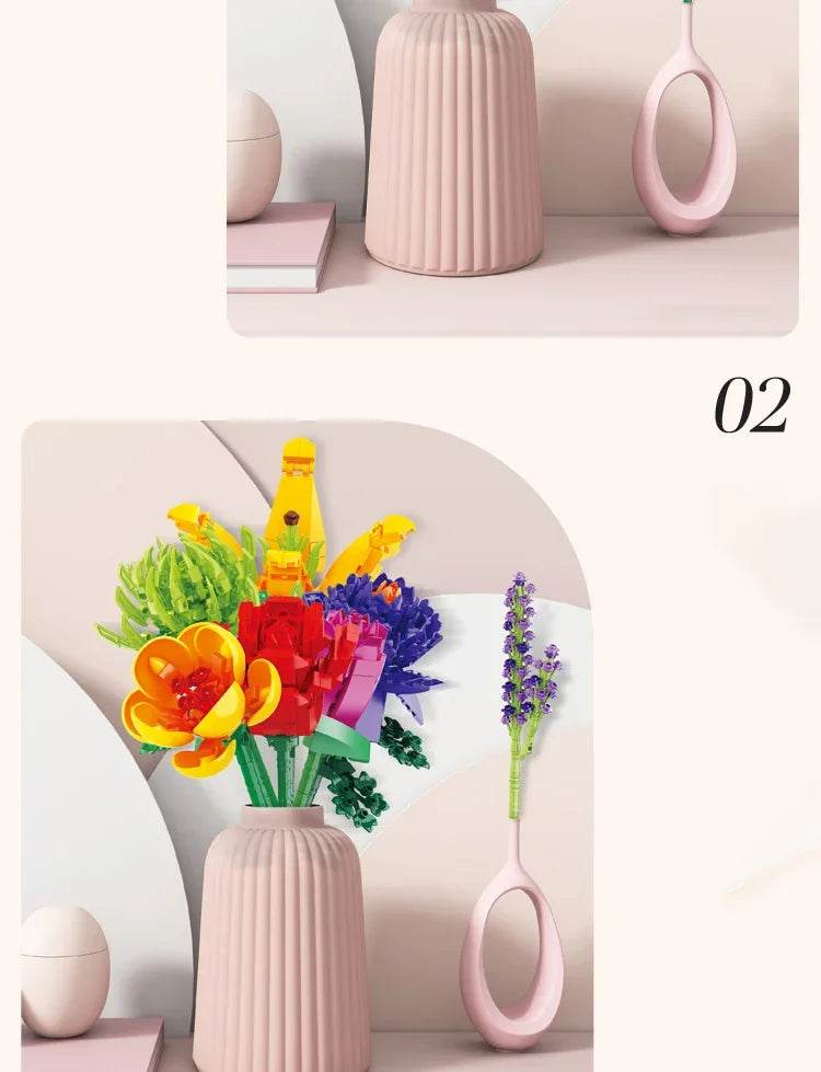 Creative Bouquet Plant Potted Michelia Flower Building Blocks - ToylandEU