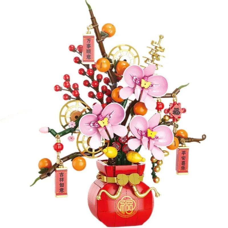 Creative Building Block Bonsai Flower Kit Peach Blossom Narcissus For Kids Home Decor - ToylandEU